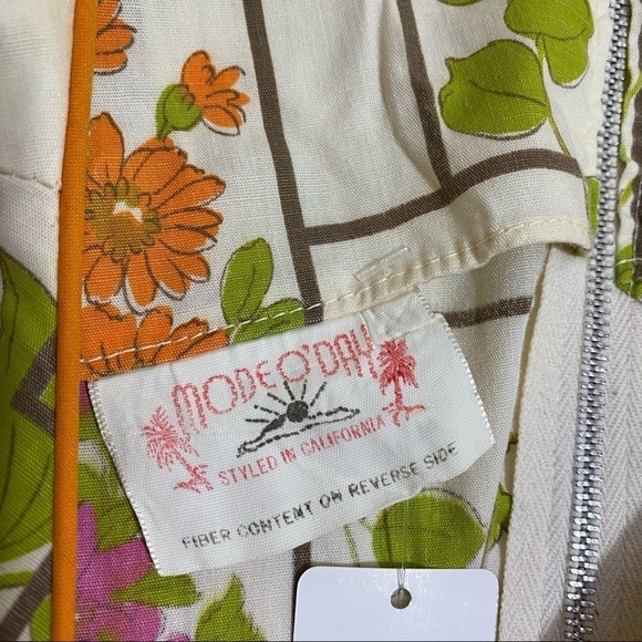 VTG 60’s Mode O’Day Orange Belted Waist Floral Dress USA Cottagecore Boho - Picture 9 of 12